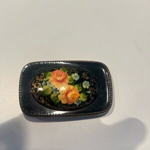 Alison Daniels Floral Black Enamel belt buckle